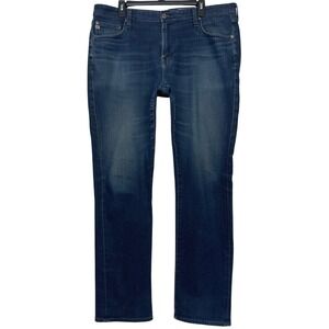 AG Adriano Goldschmied EVERETT Slim Straight Stretch 38x34 Dark Wash Denim Jeans